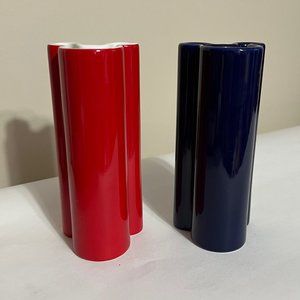 Vintage Red and Blue Disney Mickey Mouse Silhouette Bud Vases